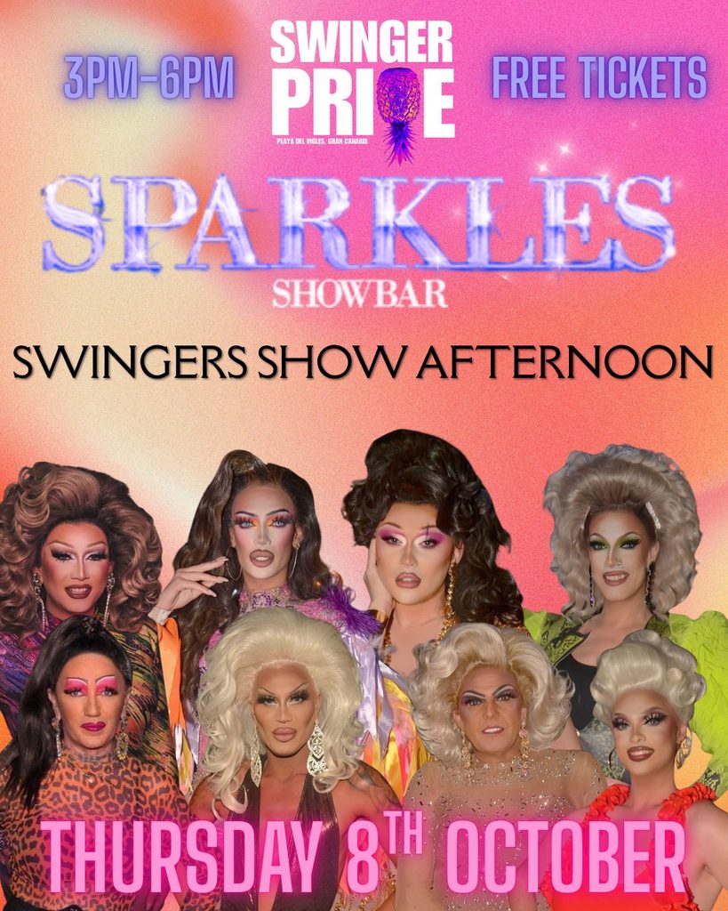 Cartel de la fiesta Drag Sparkles en Swinger Pride Canarias 2026